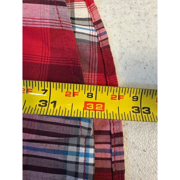 Roper Western Pearl Snap Button Down Shirt Red White Blue Plaid Mens LS L D36 - Picture 6 of 6